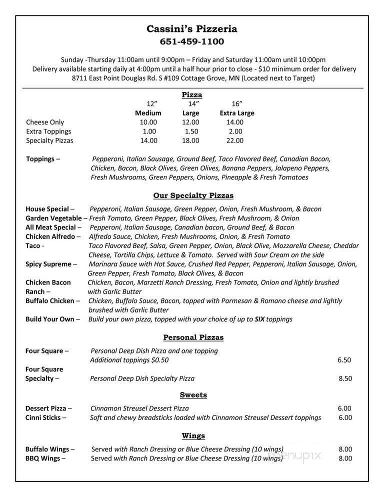 Cassinis - Cottage Grove, MN menu_pic