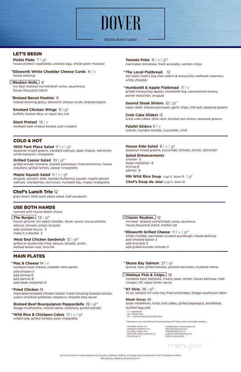 Dover Restaurant & Bar - Minneapolis, MN menu_pic