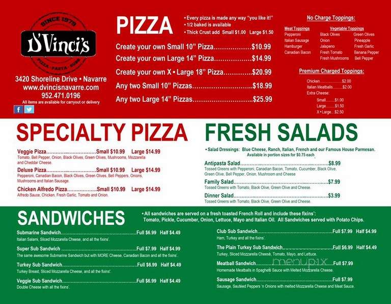 Dvinci's Pizza Pasta & Subs - Wayzata, MN