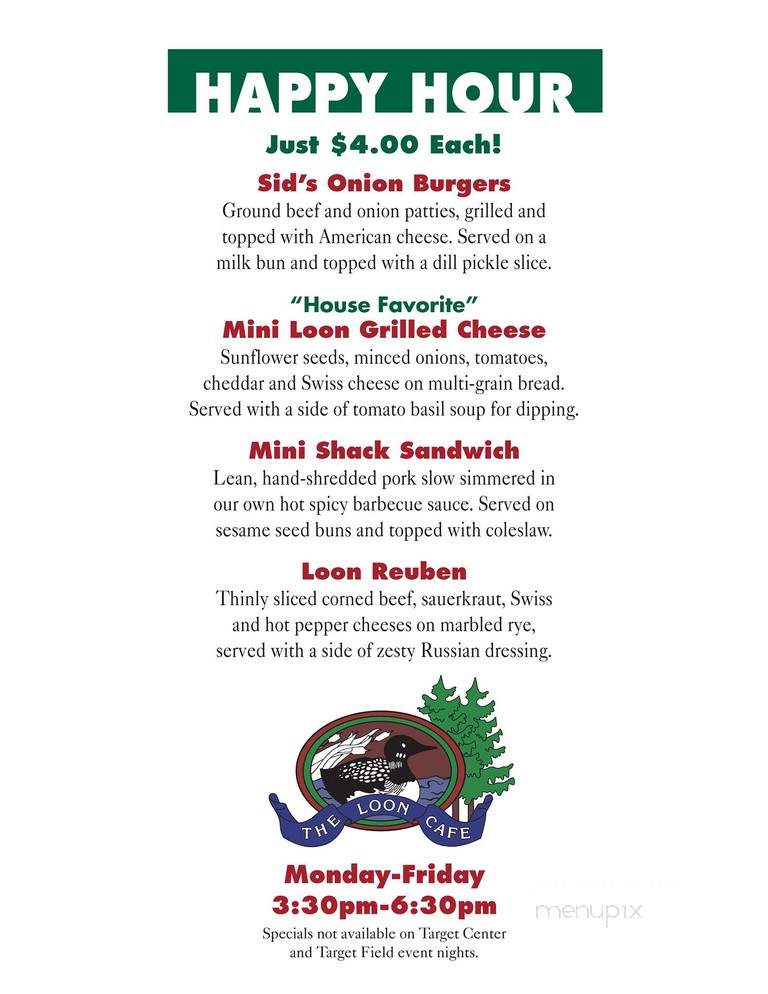 Loon Cafe - Minneapolis, MN menu_pic