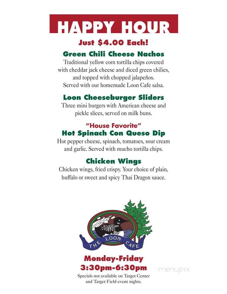 Loon Cafe - Minneapolis, MN menu_pic