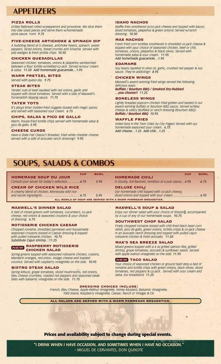 Maxwells - Minneapolis, MN menu_pic