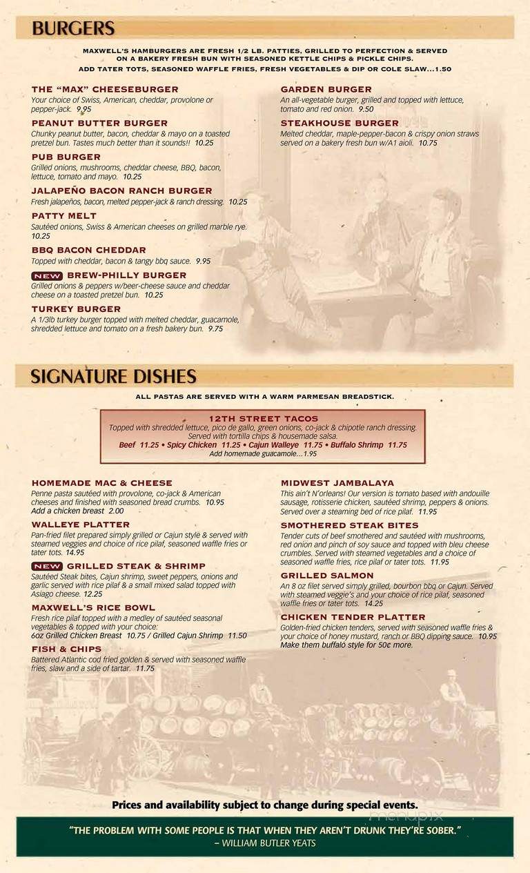 Maxwells - Minneapolis, MN menu_pic