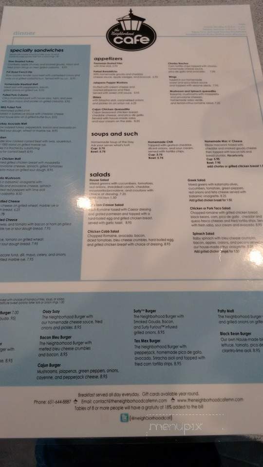 Neighborhood Cafe - Saint Paul, MN menu_pic