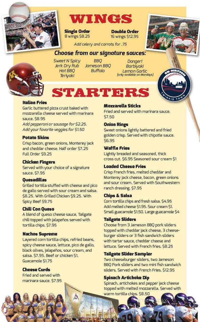 Tailgate Sport Cafe - Minneapolis, MN menu_pic
