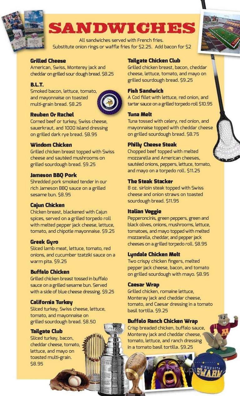Tailgate Sport Cafe - Minneapolis, MN menu_pic