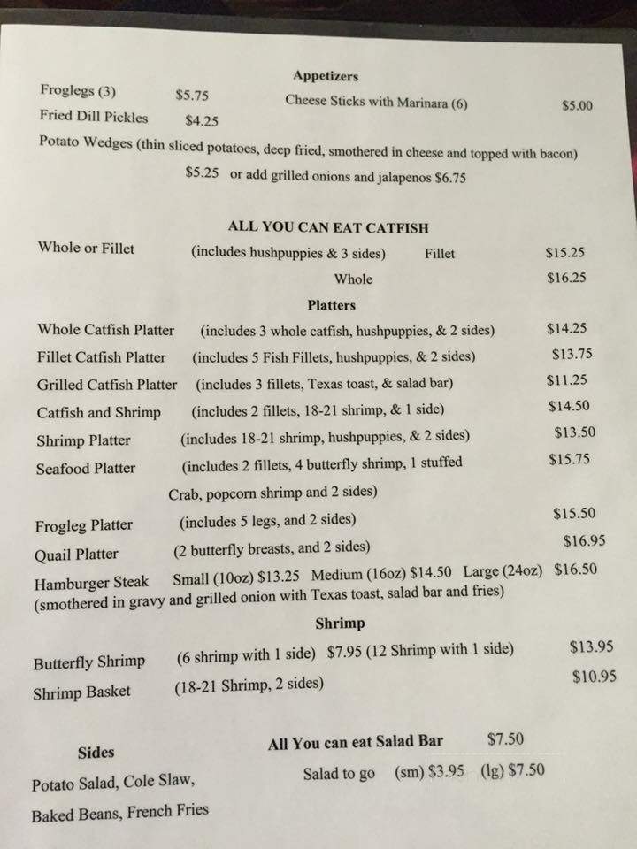 Benndale Catfish House - Lucedale, MS menu_pic