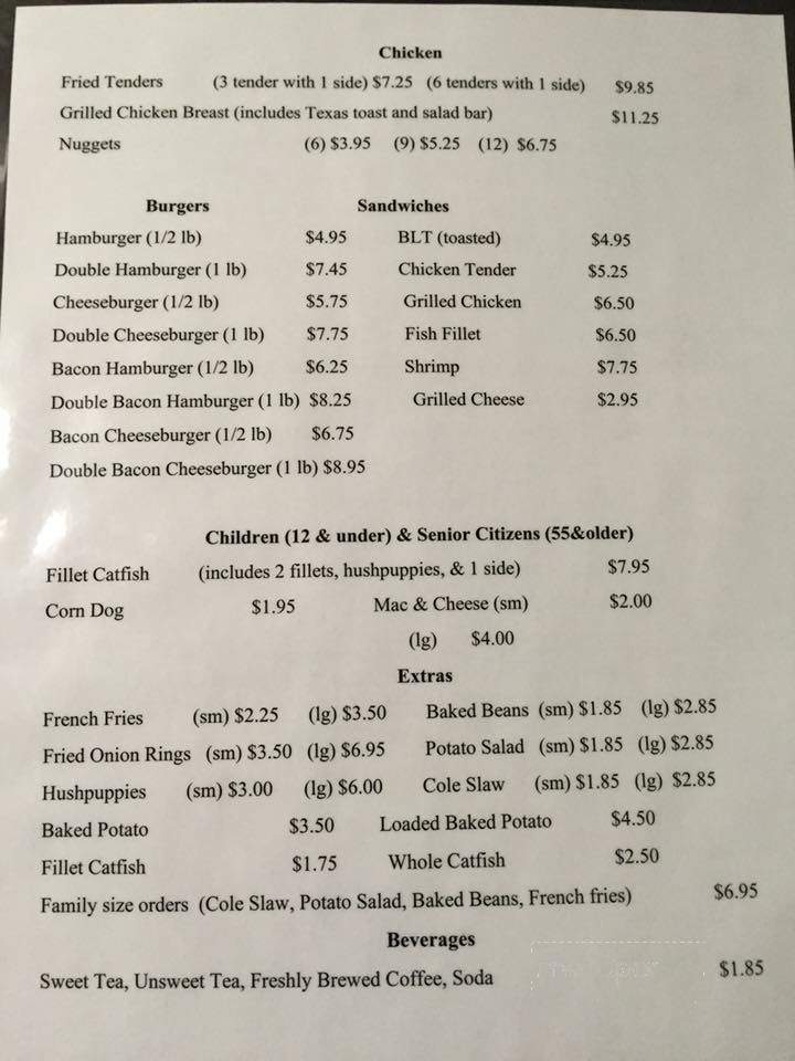 Benndale Catfish House - Lucedale, MS menu_pic