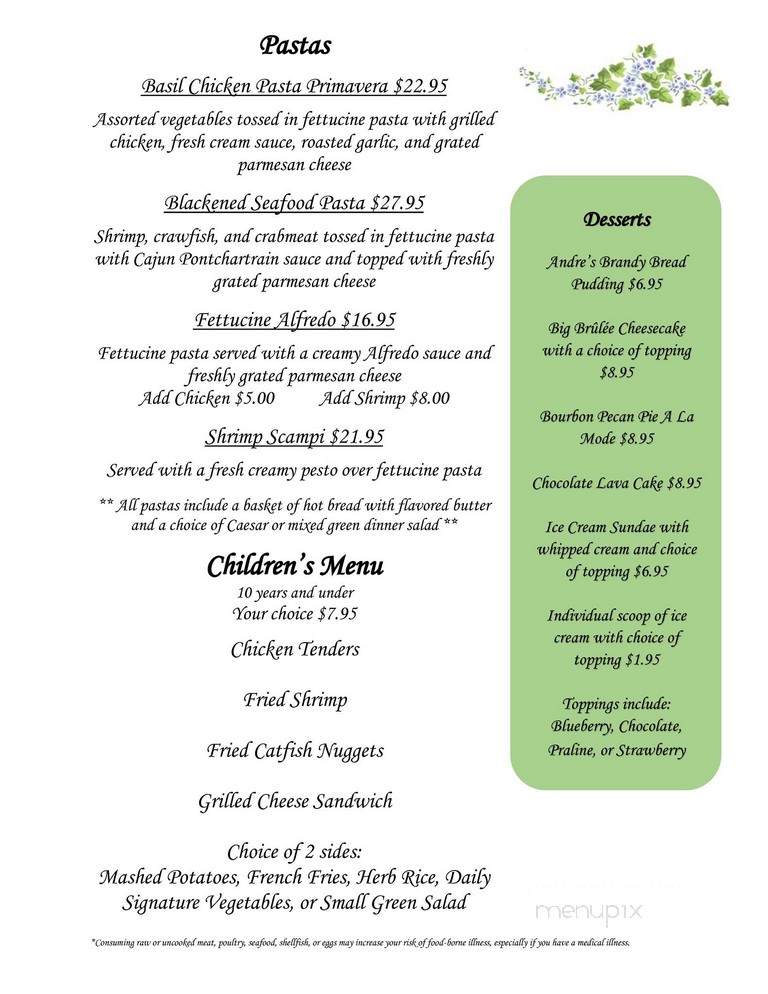 Cedar Grove Inn - Vicksburg, MS menu_pic
