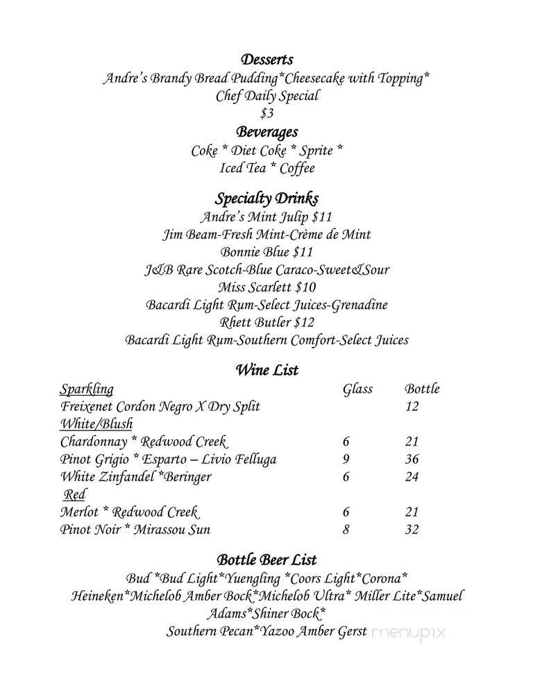 Cedar Grove Inn - Vicksburg, MS menu_pic