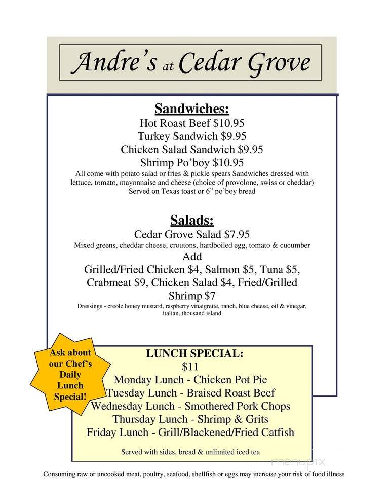 Cedar Grove Inn - Vicksburg, MS menu_pic