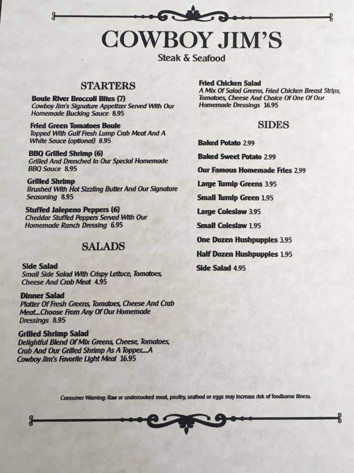Cowboy Jim's Riverside Restaurant - Collins, MS menu_pic