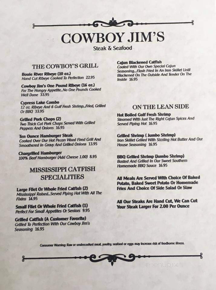 Cowboy Jim's Riverside Restaurant - Collins, MS menu_pic