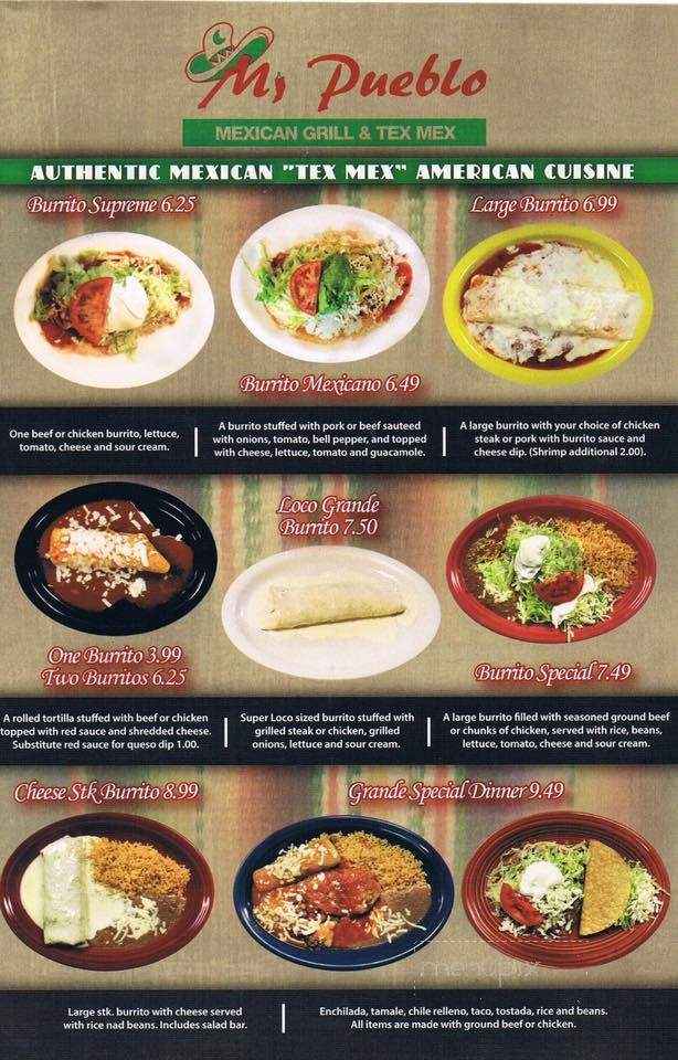 Menu of Mi Pueblo in New Albany MS 38652