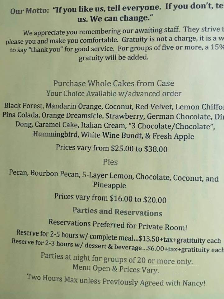 My Friend's Place - Houston, MS menu_pic