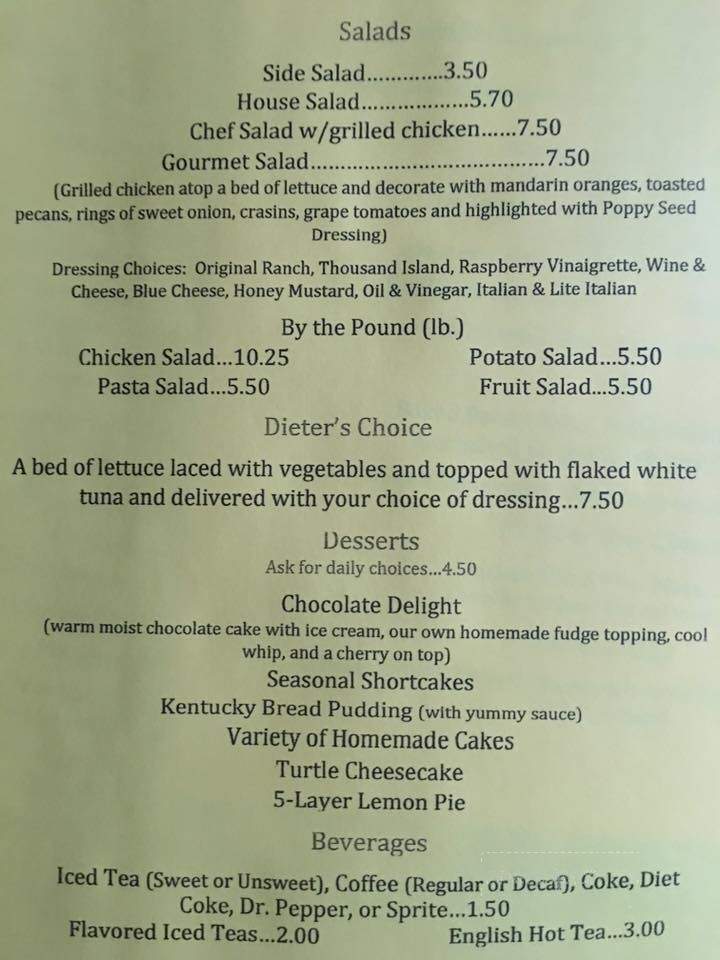 My Friend's Place - Houston, MS menu_pic