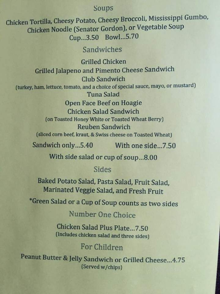 My Friend's Place - Houston, MS menu_pic