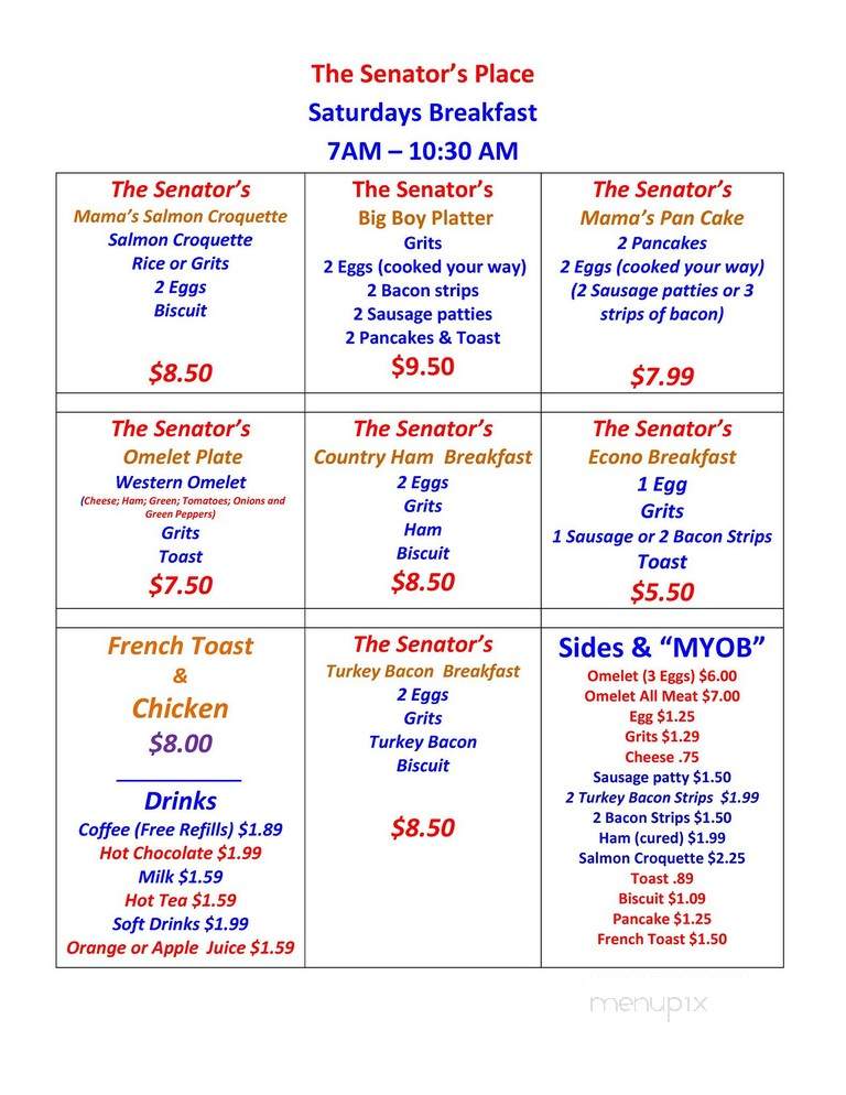 Senator's Place - Cleveland, MS menu_pic