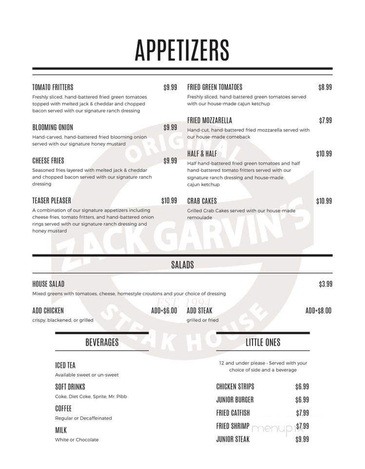 Zack Garvin's Original Steak - Newton, MS menu_pic