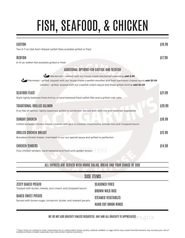 Zack Garvin's Original Steak - Newton, MS menu_pic