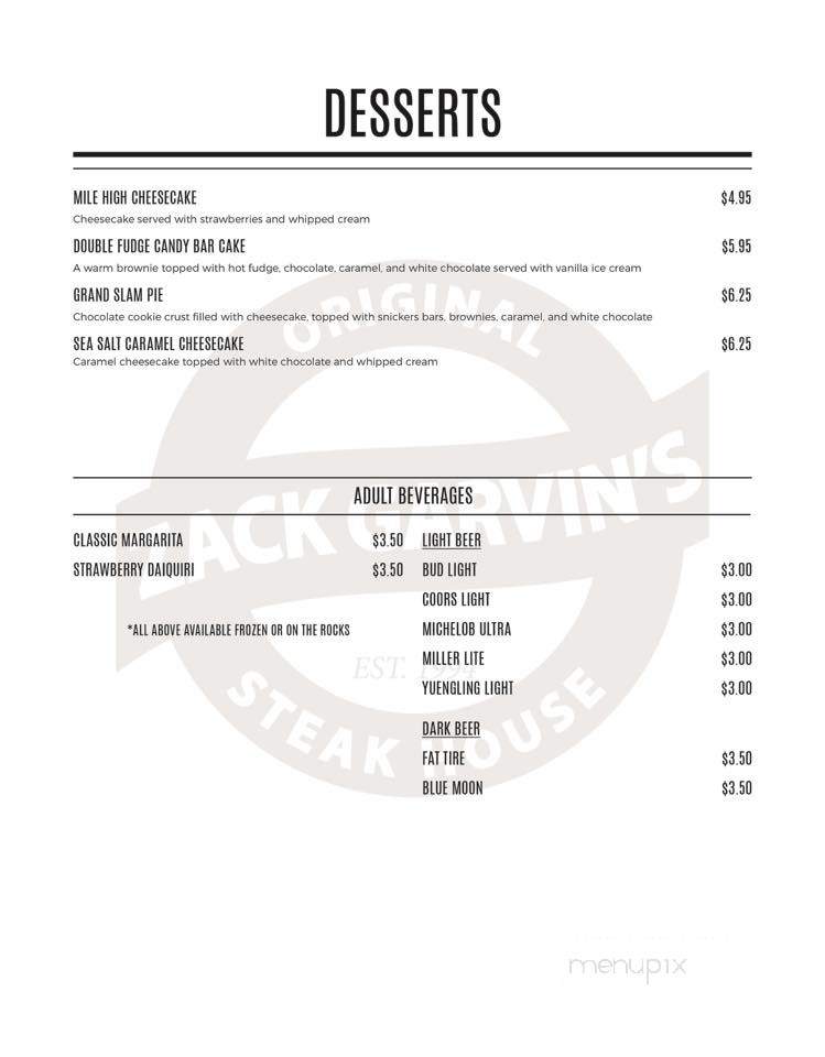Zack Garvin's Original Steak - Newton, MS menu_pic