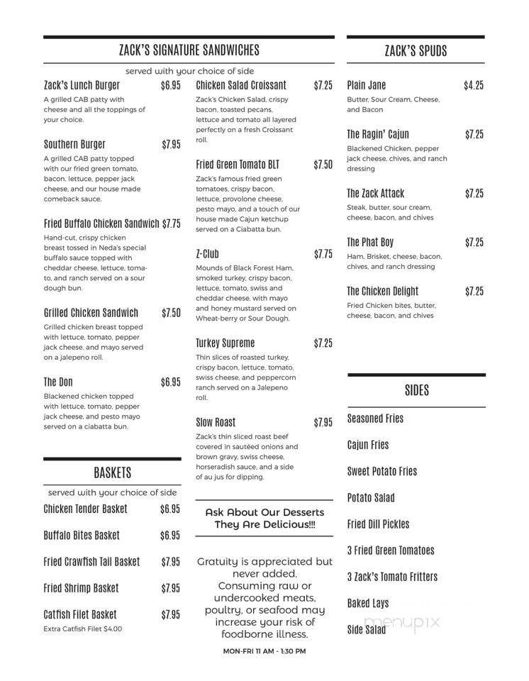 Zack Garvin's Original Steak - Newton, MS menu_pic