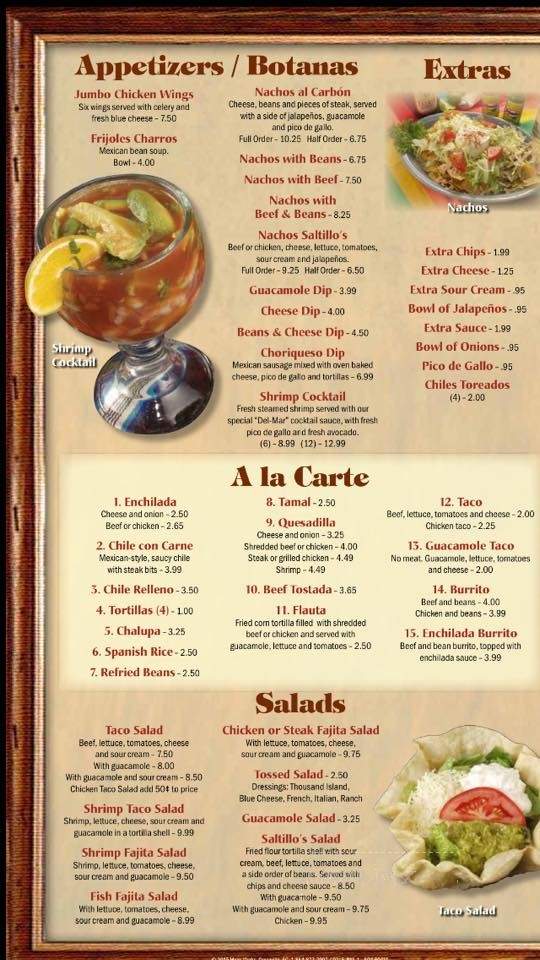 El Saltillo II - Biloxi, MS menu_pic