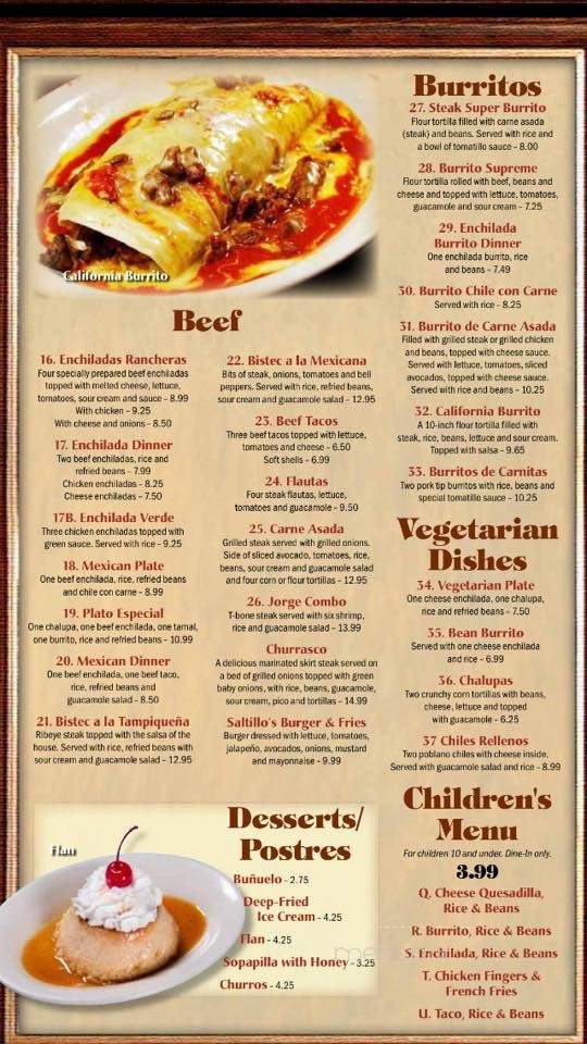 El Saltillo II - Biloxi, MS menu_pic