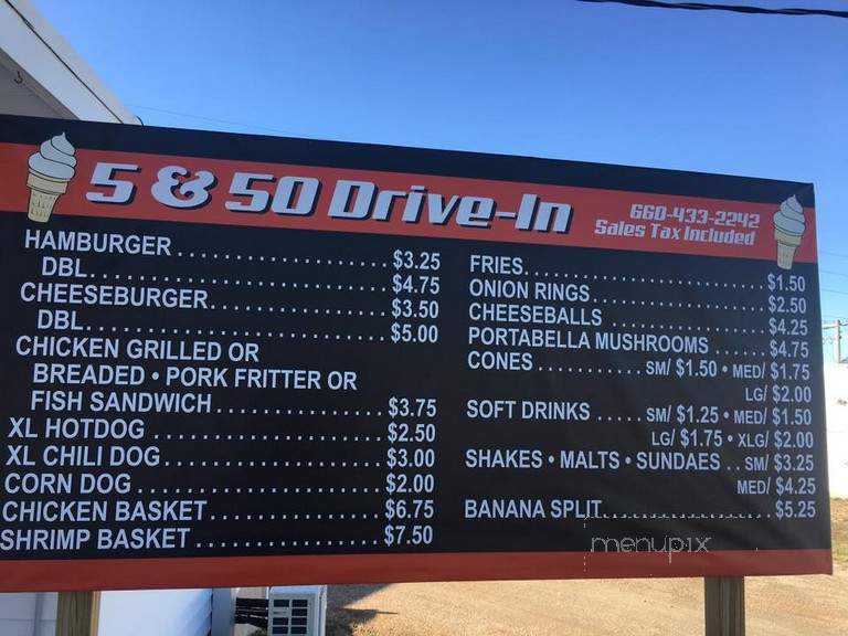 5 & 50 Drive-In - Tipton, MO menu_pic