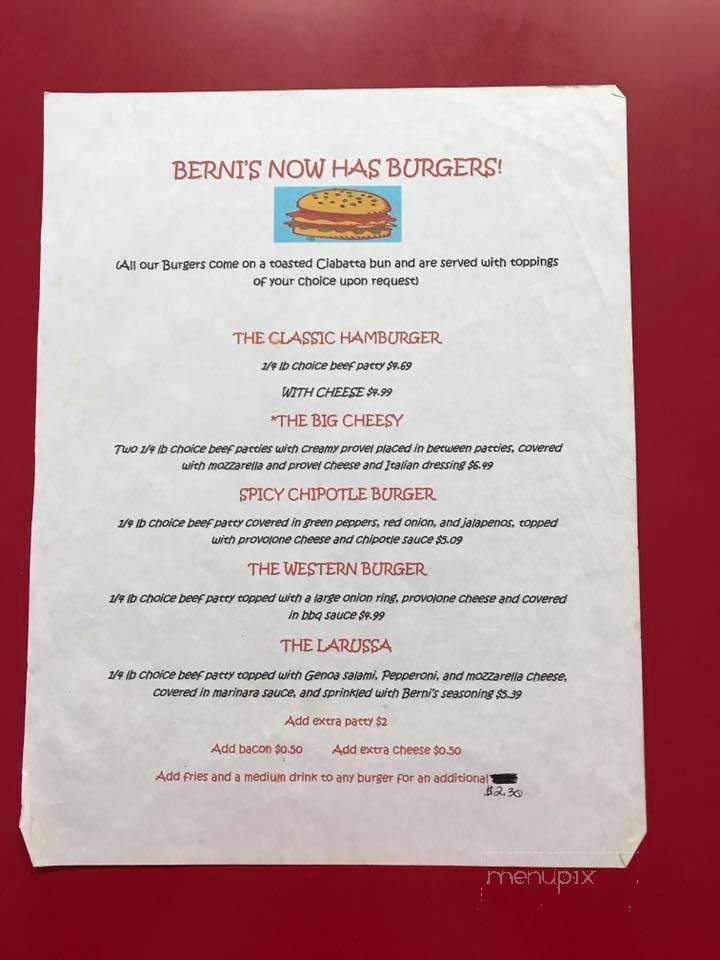 Berni's Pizza - Elsberry, MO menu_pic