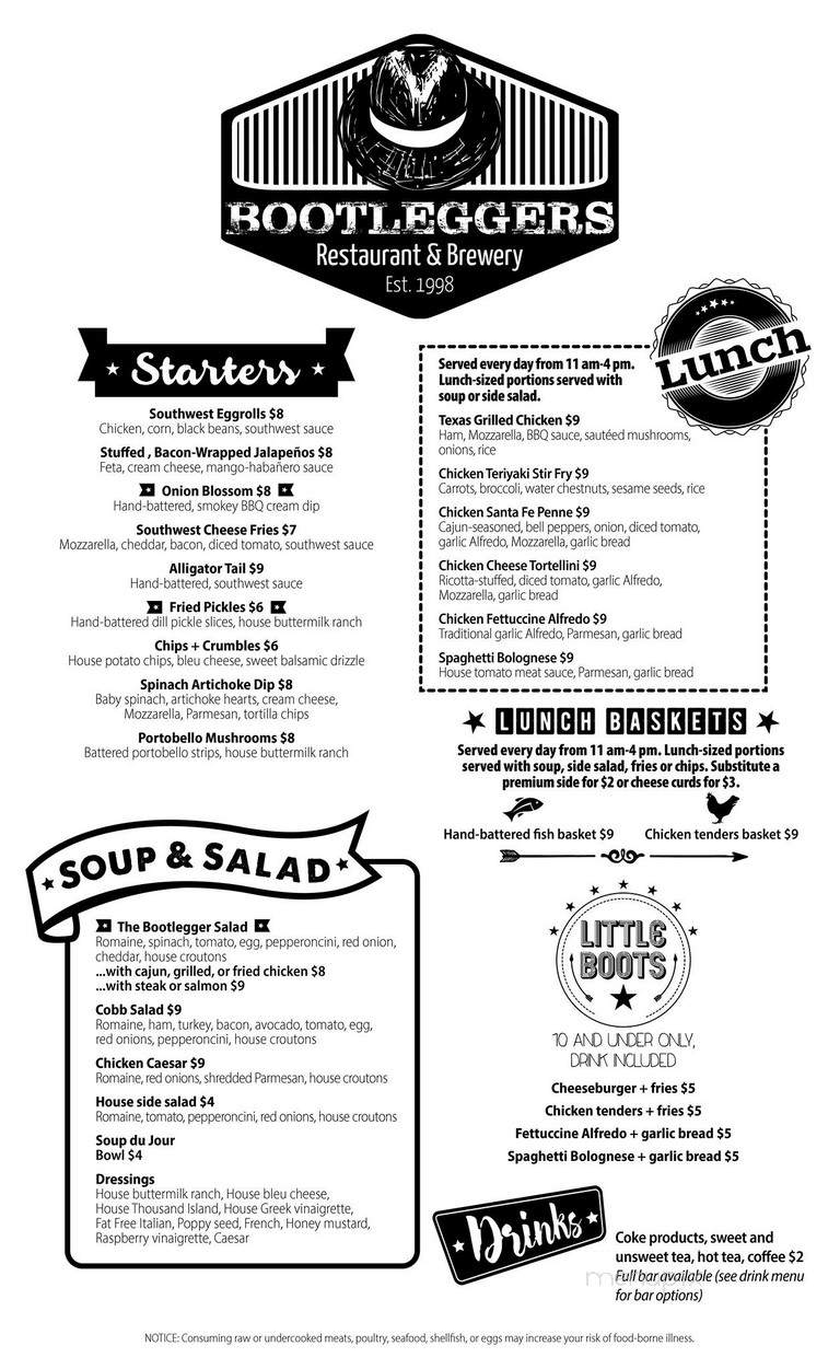 Bootleggers Restaurant & Brwry - Aurora, MO menu_pic