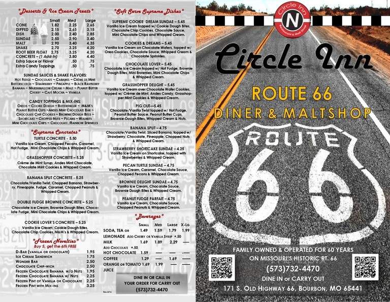 Circle Inn Malt Shop - Bourbon, MO menu_pic