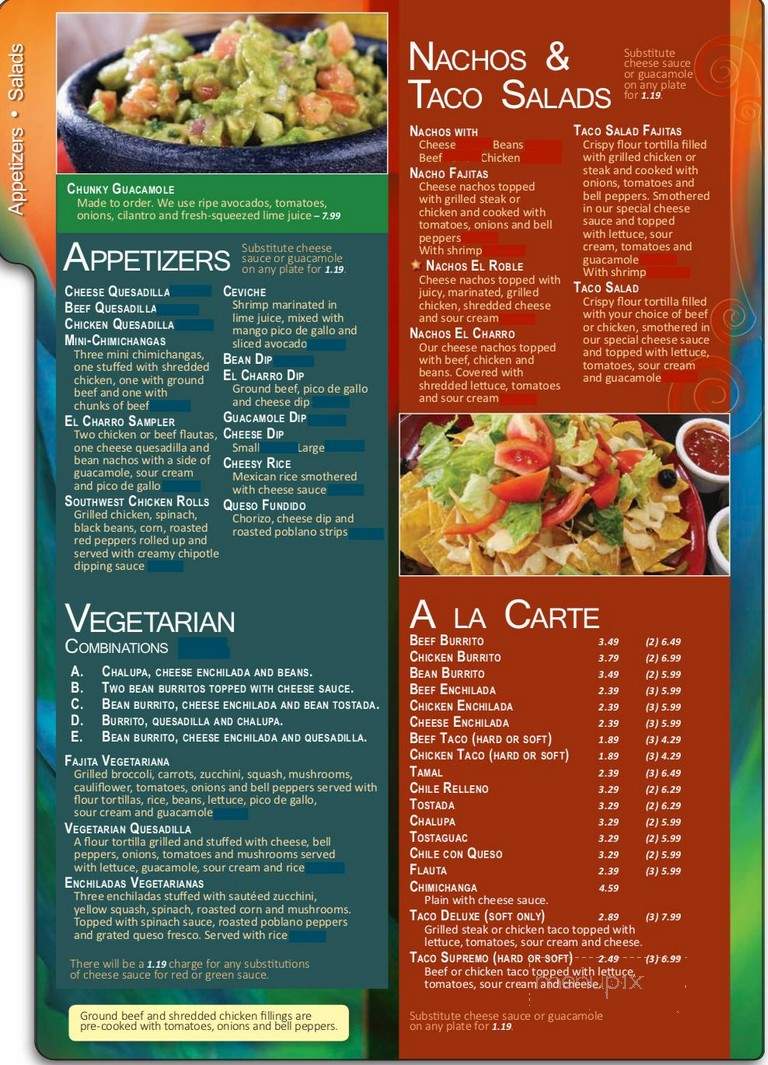 El Charro Mexican Restaurant - West Plains, MO menu_pic