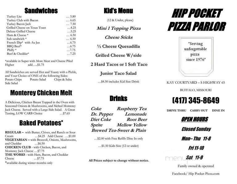 Hip Pocket Pizza Parlor - Buffalo, MO