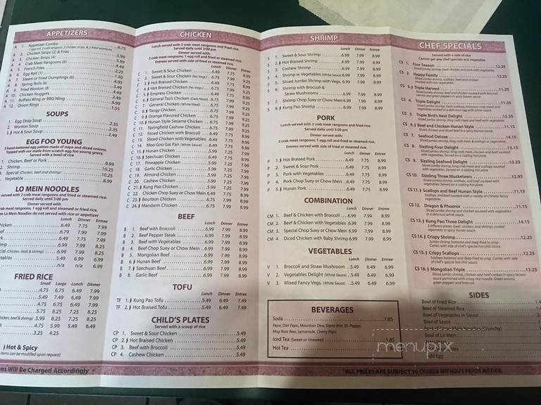 Chau's Chinese Restaurant - Potosi, MO menu_pic
