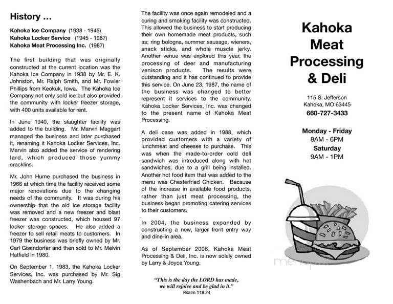 Kahoka Meat Processing & Deli - Kahoka, MO