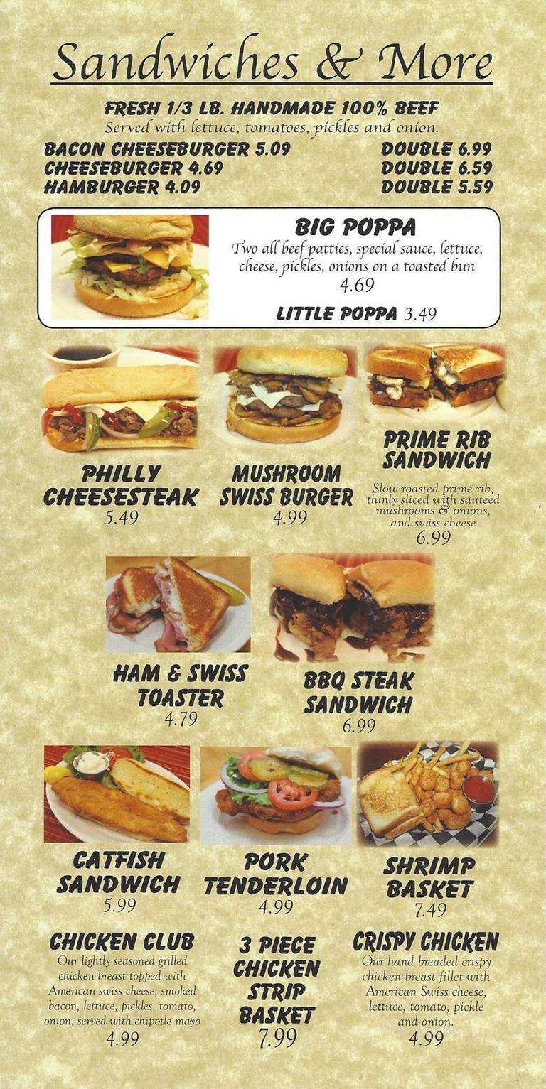 Poppa's Restaurant - Albany, MO menu_pic