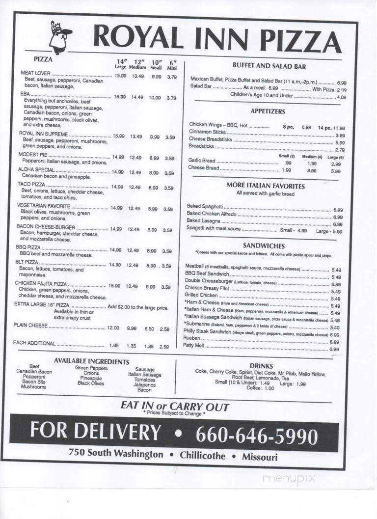 Royal Inn Pizza Pasta & Subs - Trenton, MO menu_pic