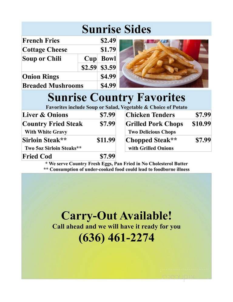 Sunrise Restaurant - Arnold, MO menu_pic