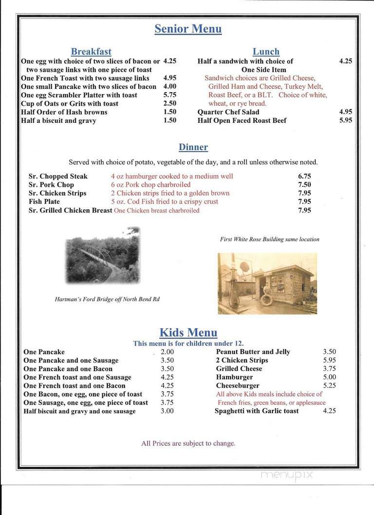 White Rose Cafe - Union, MO menu_pic
