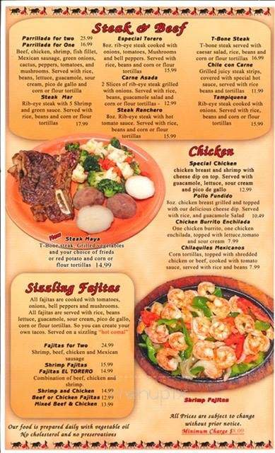 El Torero Restaurant - Perryville, MO menu_pic