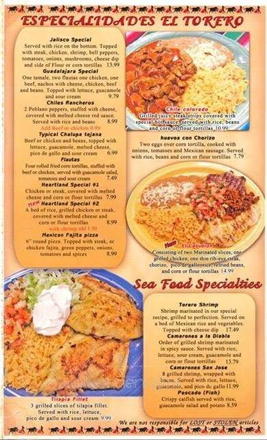 El Torero Restaurant - Perryville, MO menu_pic