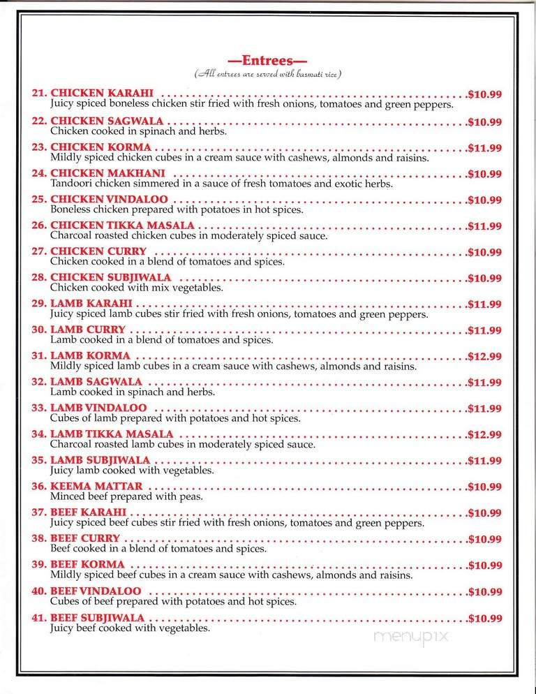 India's House - Columbia, MO menu_pic