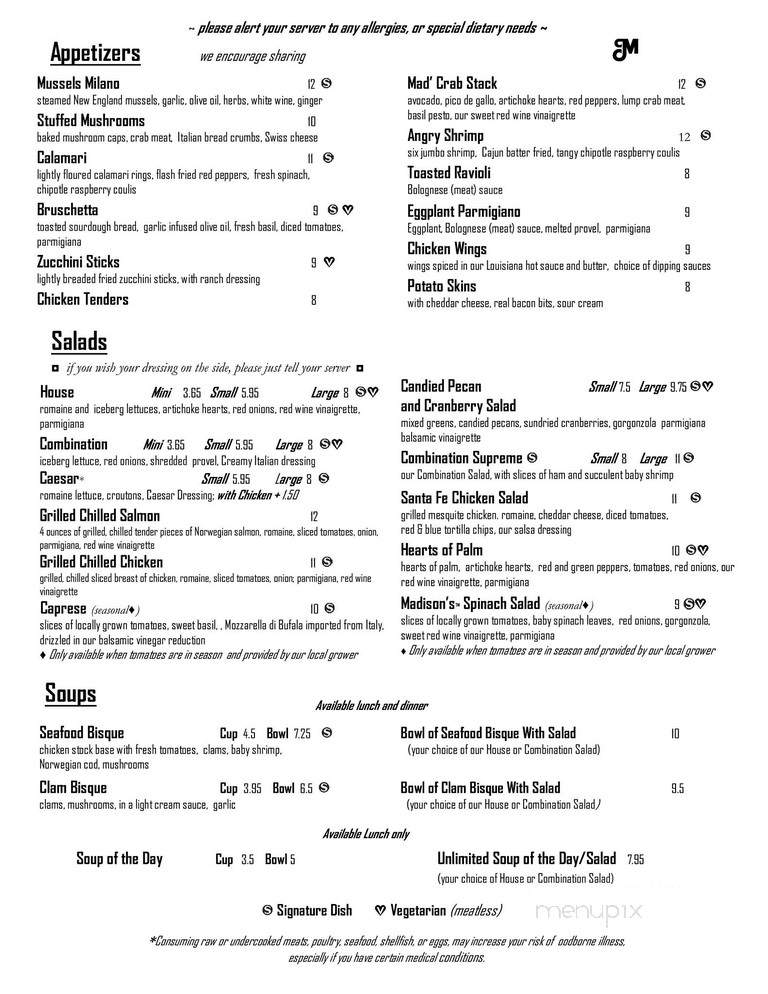 Madison's Cafe - Jefferson City, MO menu_pic