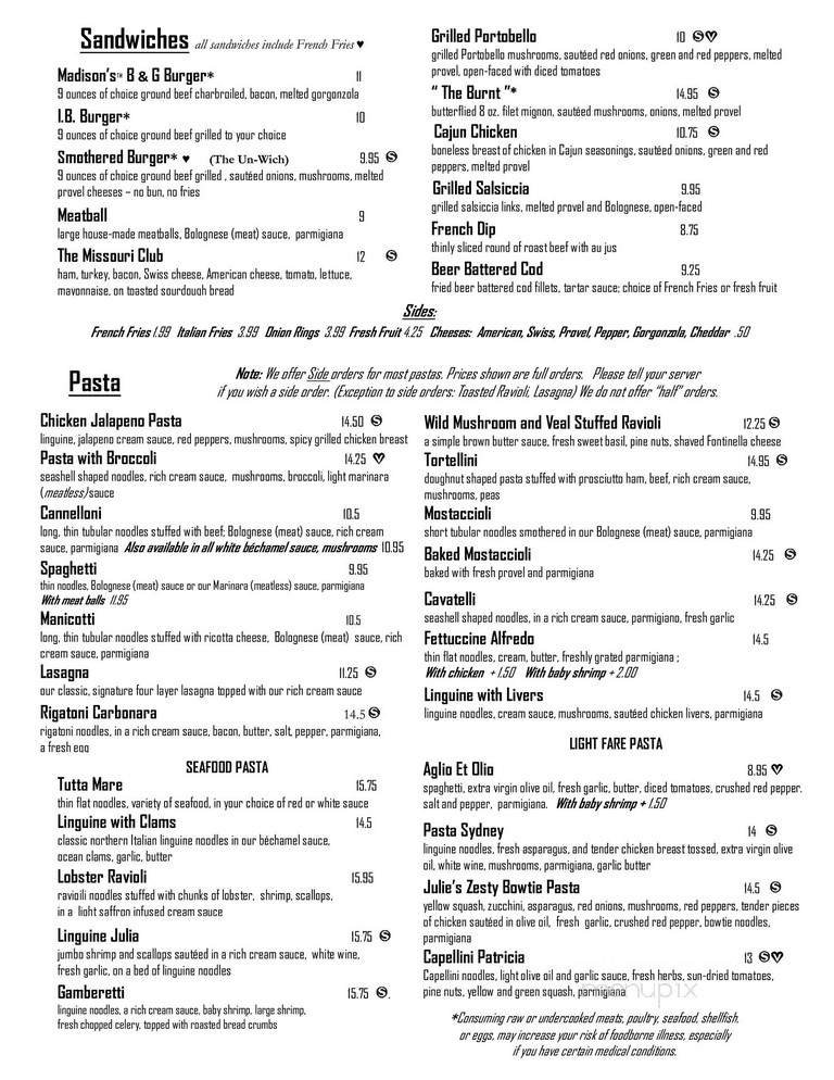 Madison's Cafe - Jefferson City, MO menu_pic