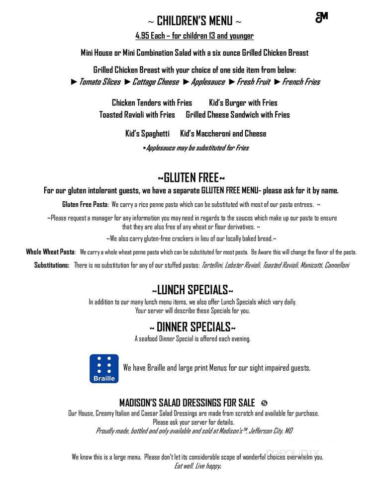 Madison's Cafe - Jefferson City, MO menu_pic