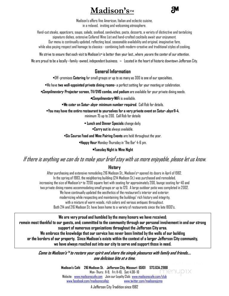 Madison's Cafe - Jefferson City, MO menu_pic