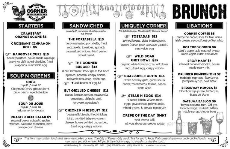 Corner Restaurant - Kansas City, MO menu_pic