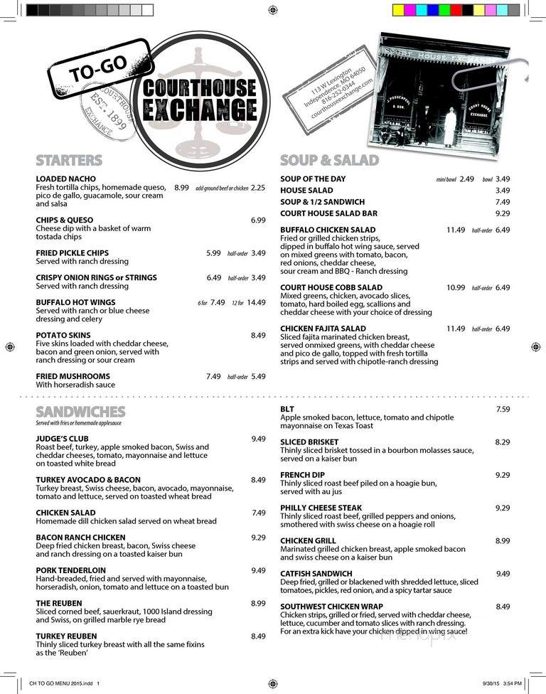 Courthouse Exchange Restaurant - Kansas City, MO menu_pic