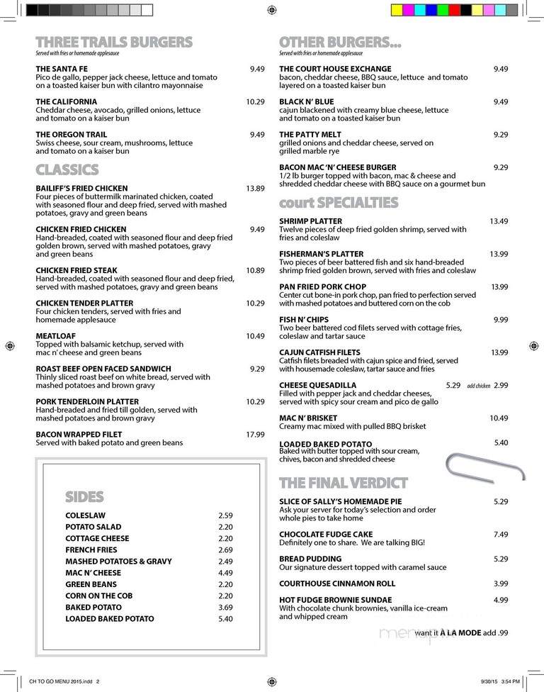 Courthouse Exchange Restaurant - Kansas City, MO menu_pic